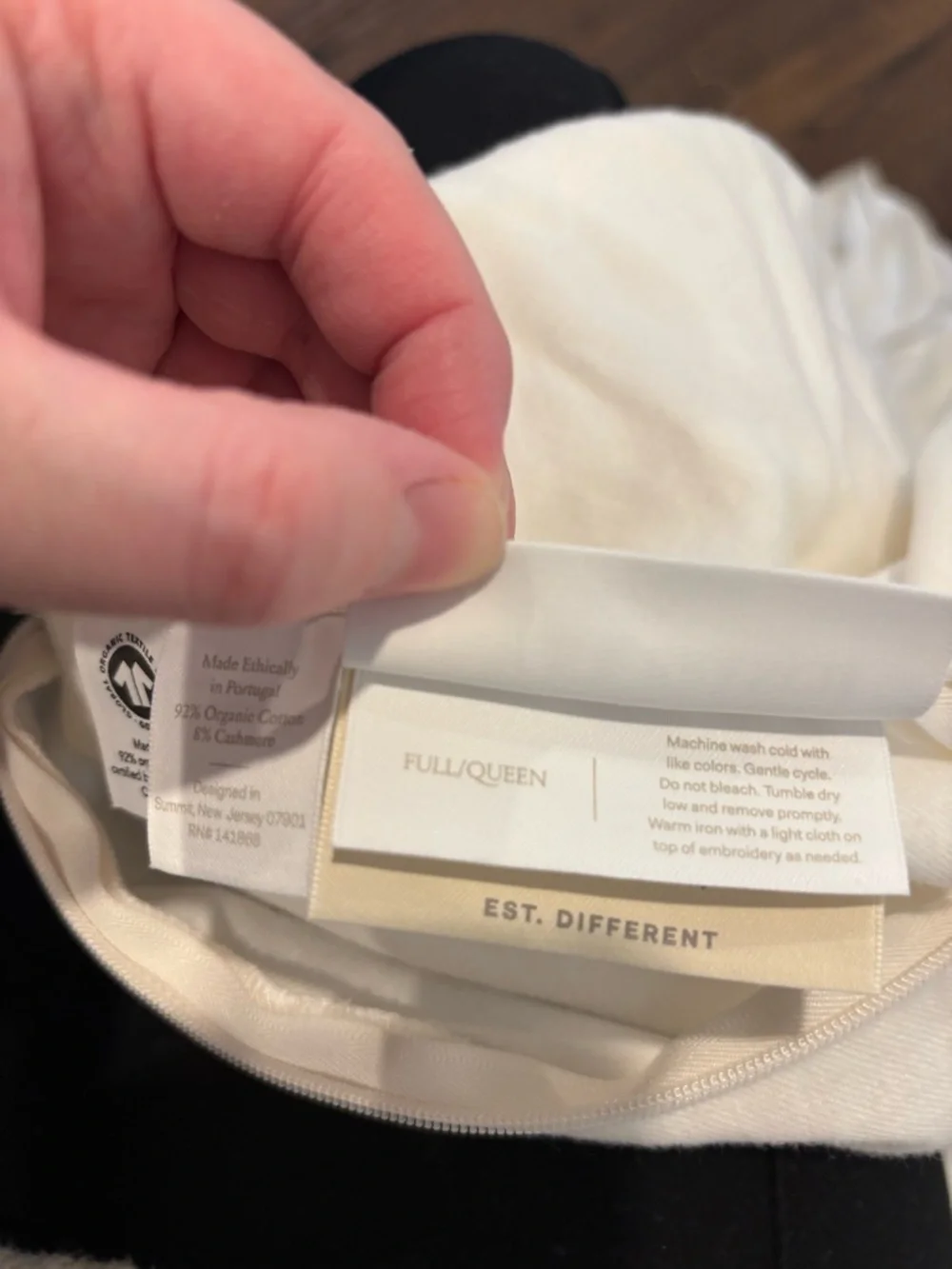 Boll & Branch Elysian Organic Cotton Cashmere Duvet Cover Full Queen Cream  NWOT